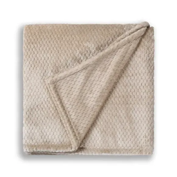 Large Throw Blanket Geometric Weave - Taupe