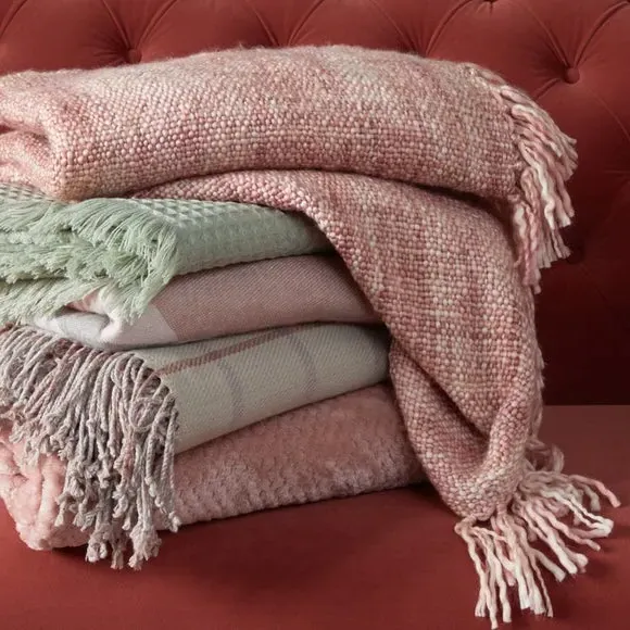 Large Throw Blanket Geometric Weave - Taupe