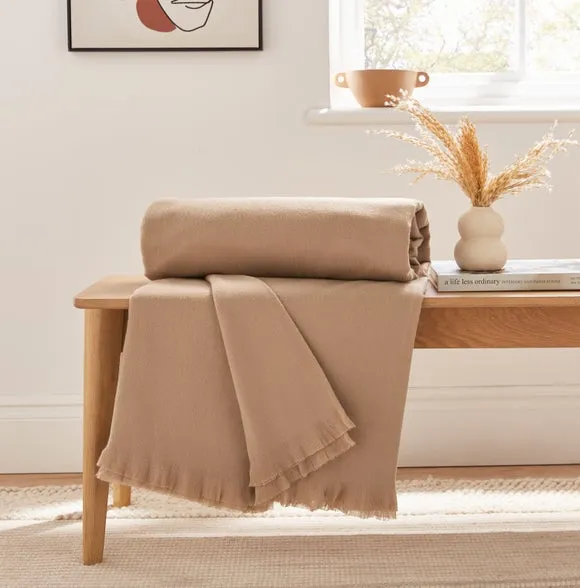 Large Throw Blanket - Natural, Polyester