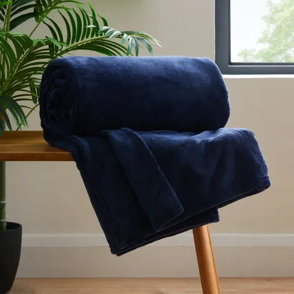 Large Throw Blanket - Navy, Polyester