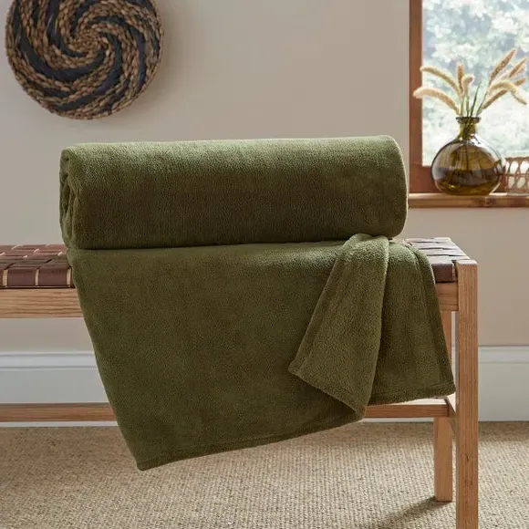 Large Throw Blanket - Olive, Polyester