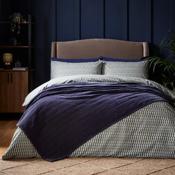 Large Throw Blanket Quilted - Navy, Chenille