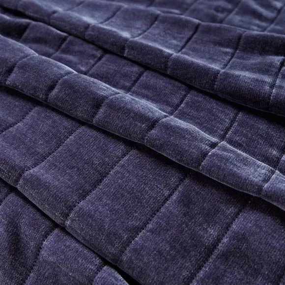 Large Throw Blanket Quilted - Navy, Chenille