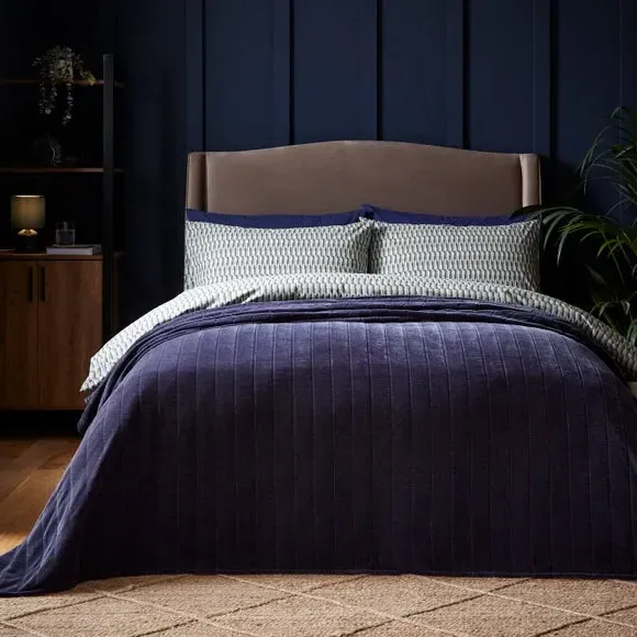 Large Throw Blanket Quilted - Navy, Chenille
