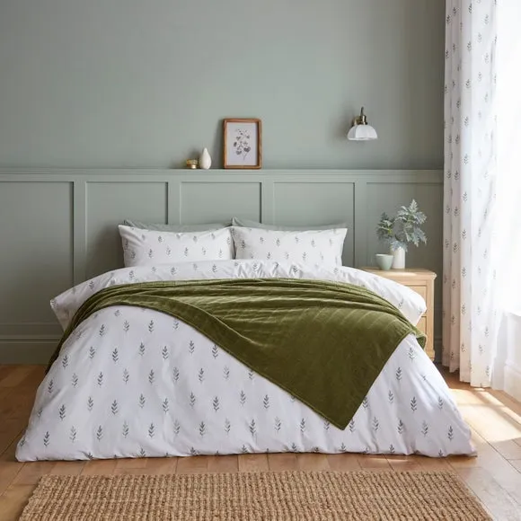 Large Throw Blanket Quilted - Olive, Chenille