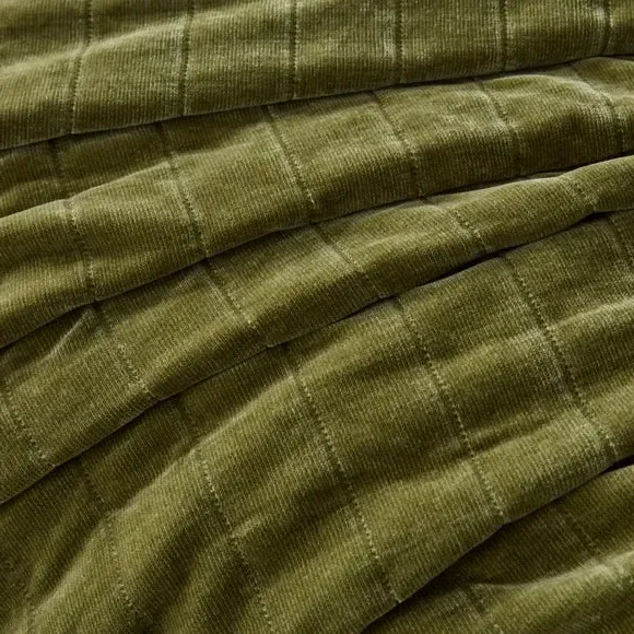 Large Throw Blanket Quilted - Olive, Chenille