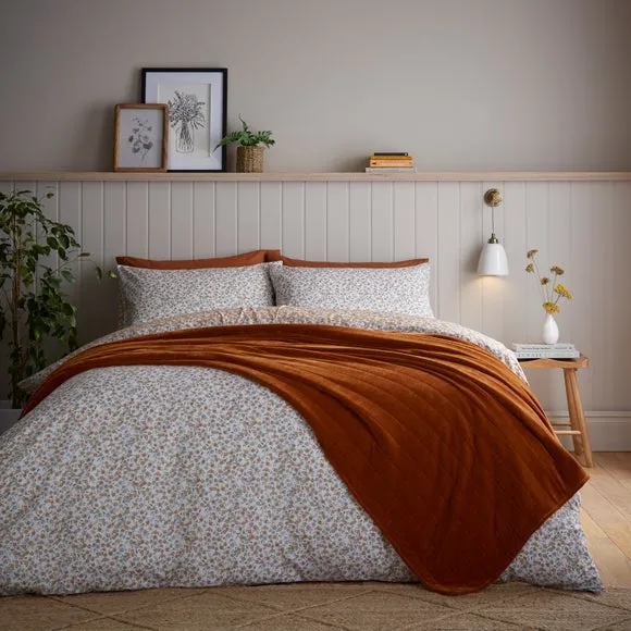 Large Throw Blanket Quilted - Orange, Chenille