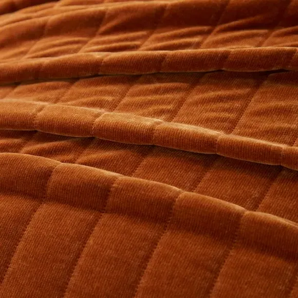 Large Throw Blanket Quilted - Orange, Chenille