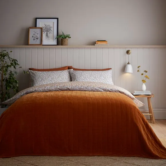 Large Throw Blanket Quilted - Orange, Chenille
