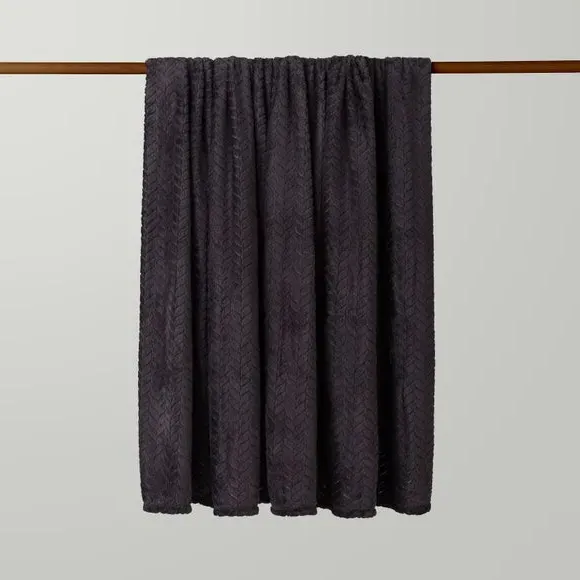 Large Throw Blanket Recycled - Black, Fleece