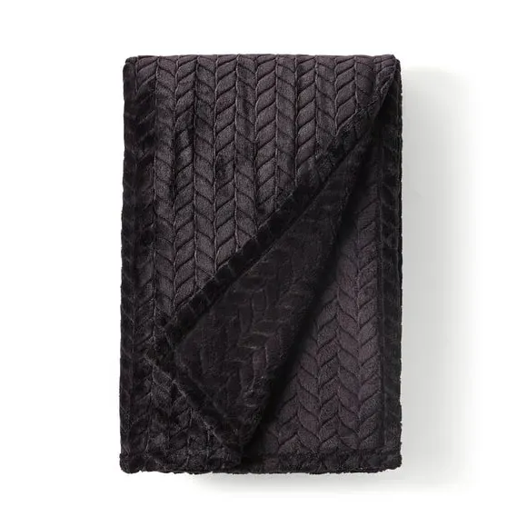 Large Throw Blanket Recycled - Black, Fleece