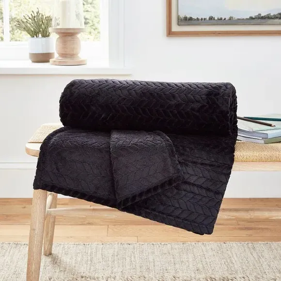 Large Throw Blanket Recycled - Black, Fleece image