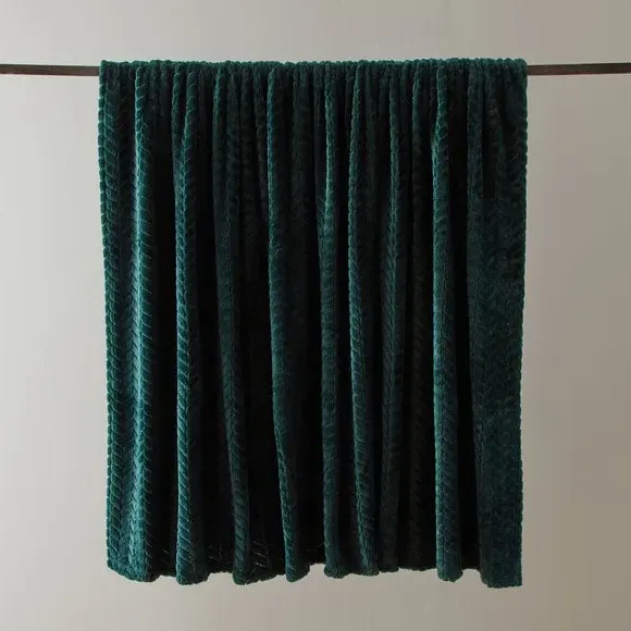 Large Throw Blanket Recycled - Bottle Green, Fleece