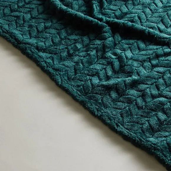 Large Throw Blanket Recycled - Bottle Green, Fleece