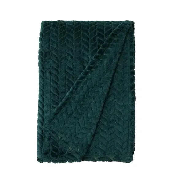 Large Throw Blanket Recycled - Bottle Green, Fleece
