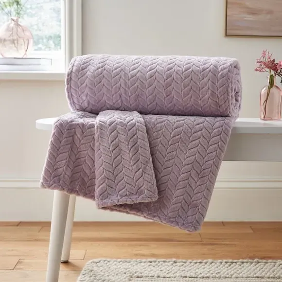 Large Throw Blanket Recycled - Lilac, Fleece