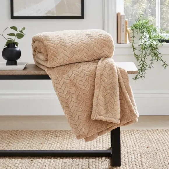 Large Throw Blanket Recycled - Natural, Fleece