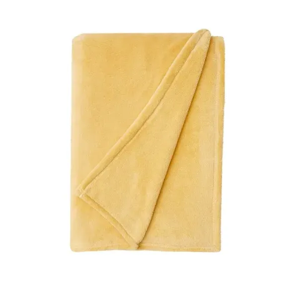 Large Throw Blanket Recycled - Ochre, Fleece