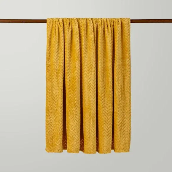 Large Throw Blanket Recycled - Ochre, Fleece
