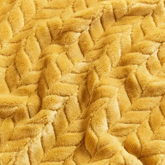 Large Throw Blanket Recycled - Ochre, Fleece