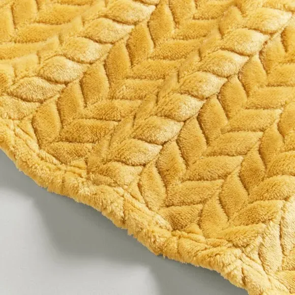 Large Throw Blanket Recycled - Ochre, Fleece
