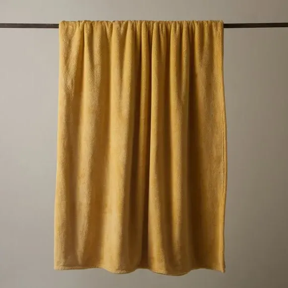 Large Throw Blanket Recycled - Ochre, Fleece