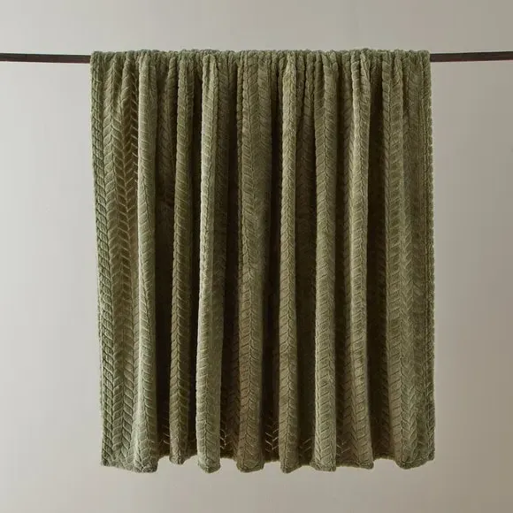 Large Throw Blanket Recycled - Olive, Fleece