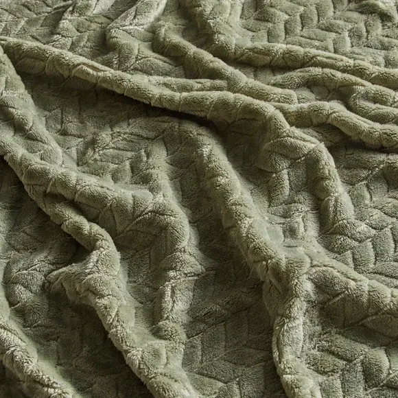 Large Throw Blanket Recycled - Olive, Fleece