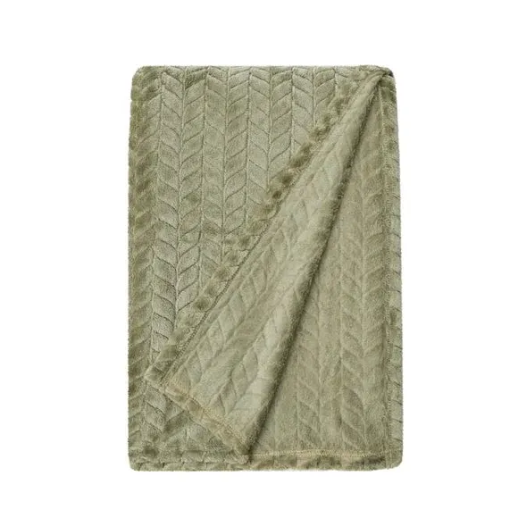 Large Throw Blanket Recycled - Olive, Fleece