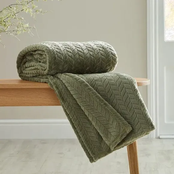 Large Throw Blanket Recycled - Olive, Fleece