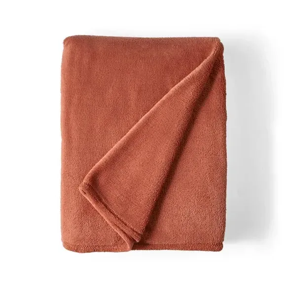Large Throw Blanket Recycled - Terracotta, Fleece