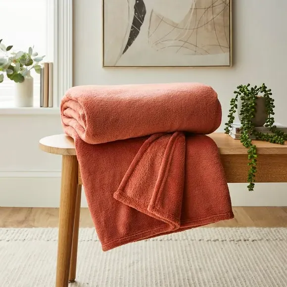 Large Throw Blanket - Terracotta, Polyester