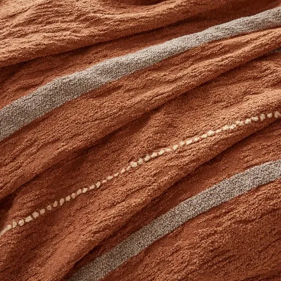 Large Throw Blanket with Fringe - Orange, Boucle