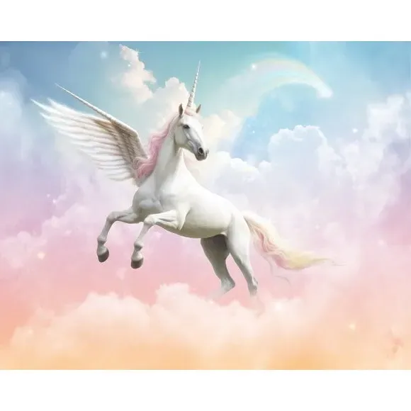 Large Unicorn Wall Mural - Multicolor, Non-Woven