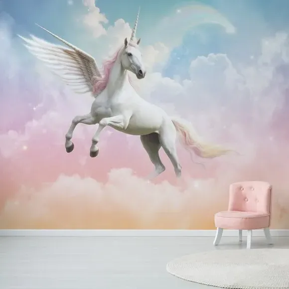 Large Unicorn Wall Mural - Multicolor, Non-Woven image