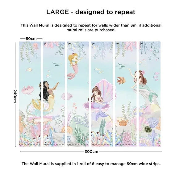 Large Wall Mural Cartoon Design - Blue, Non-Woven