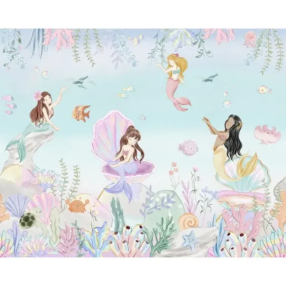 Large Wall Mural Cartoon Design - Blue, Non-Woven