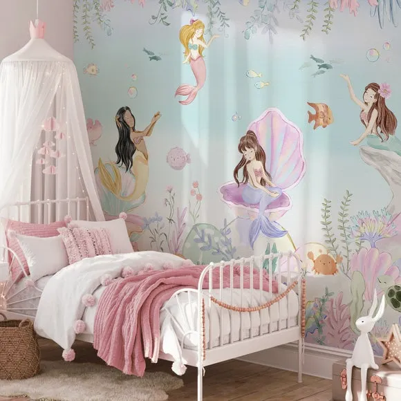 Large Wall Mural Cartoon Design - Blue, Non-Woven image