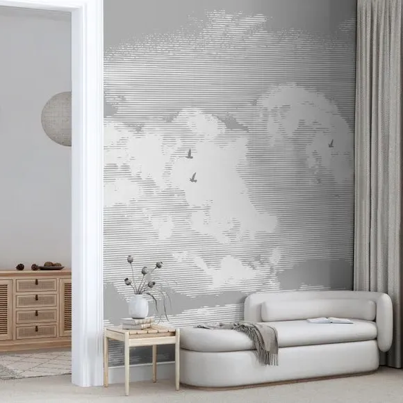 Large Wall Mural with Texture - Grey, Non-Woven