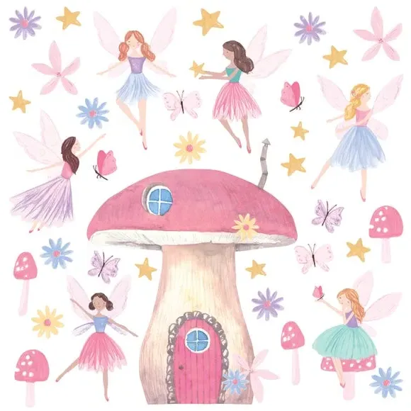Large Wall Sticker Fairy Garden - Multicolor, PVC