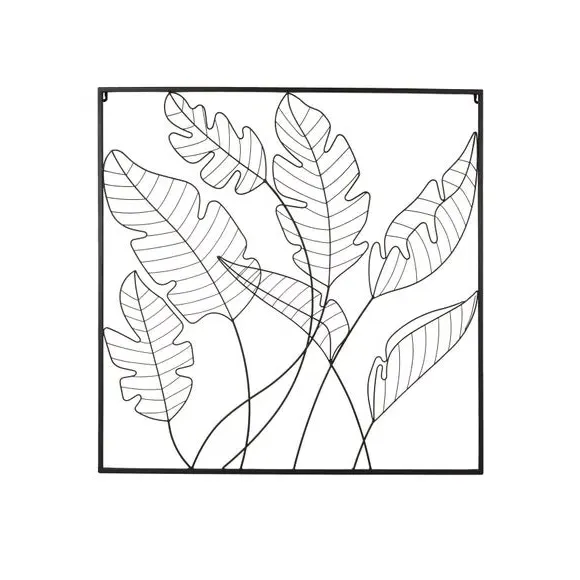 Large Wire Wall Art Leaf Design - Black, Metal