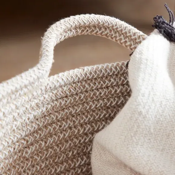 Large Woven Basket with Handles - Natural, Fabric