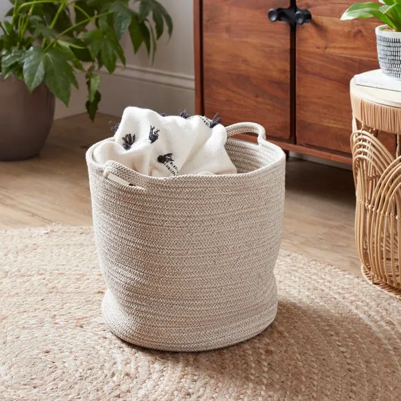 Large Woven Basket with Handles - Natural, Fabric image