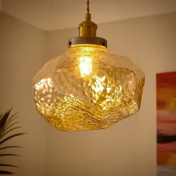 Lava-Shaped Pendant Shade Easy Fit - Gold, Glass
