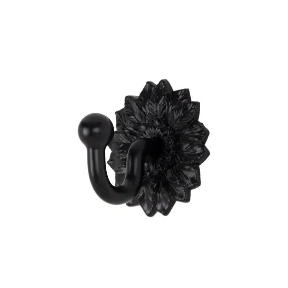 Leaf Curtain Tieback Hooks with Backplate - Black image