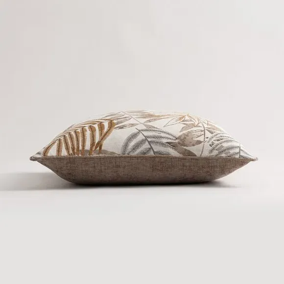 Leaf Jacquard Cushion with Piping - Butterscotch