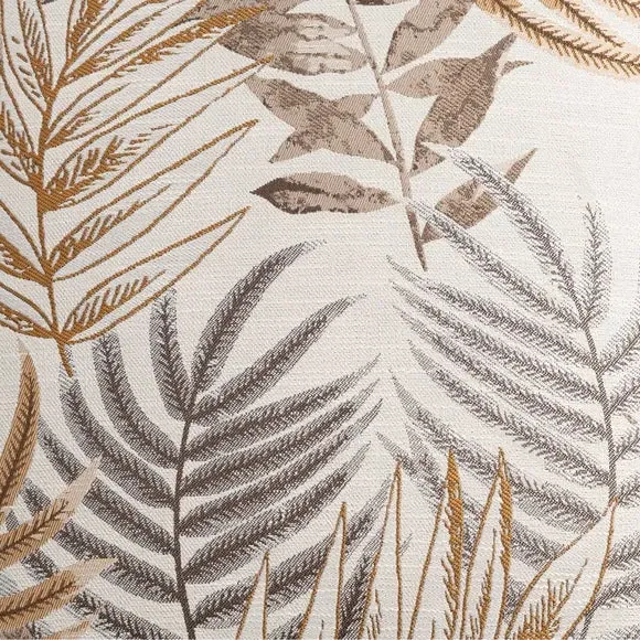 Leaf Jacquard Cushion with Piping - Butterscotch