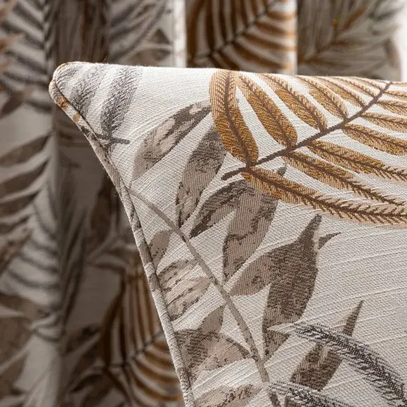 Leaf Jacquard Cushion with Piping - Butterscotch