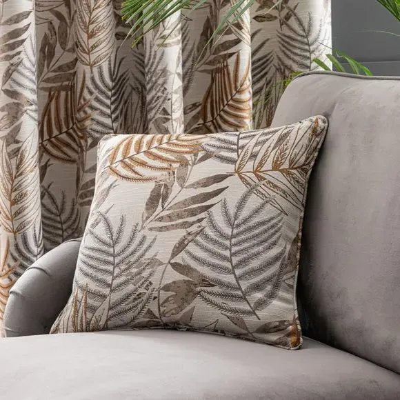Leaf Jacquard Cushion with Piping - Butterscotch