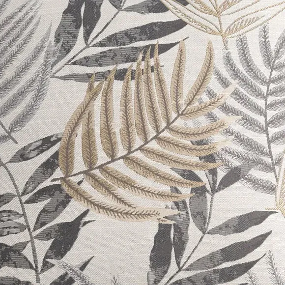 Leaf Jacquard Cushion with Piping - Grey